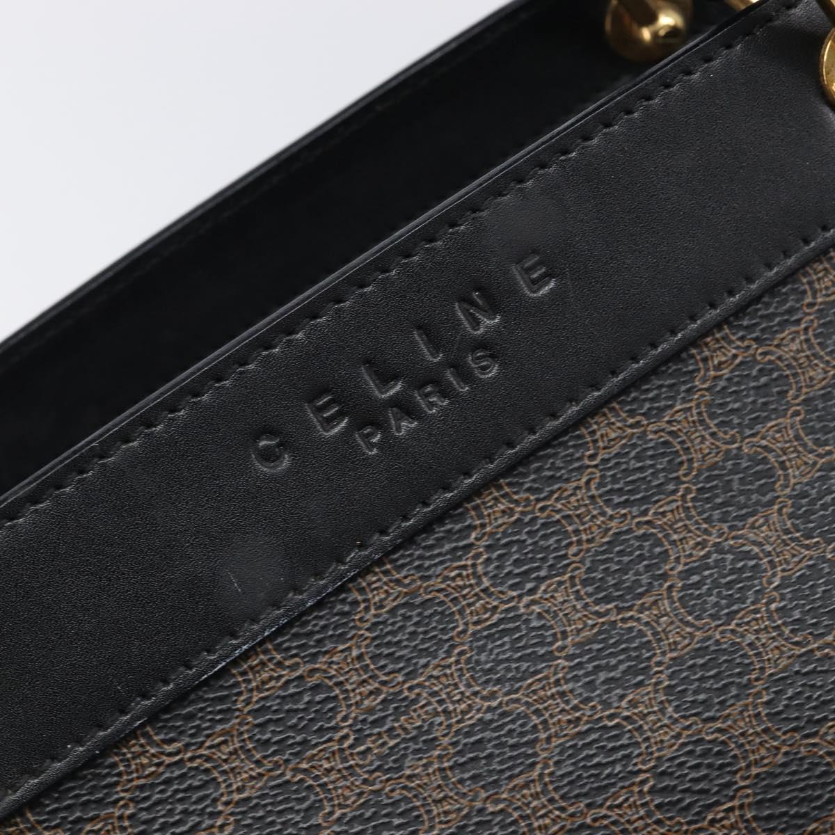 CELINE Macadam Hand Bag PVC Leather Black Gold Tone Auth 201208