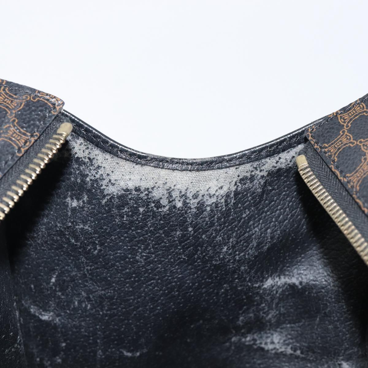 CELINE Macadam Hand Bag PVC Leather Black Gold Tone Auth 201208