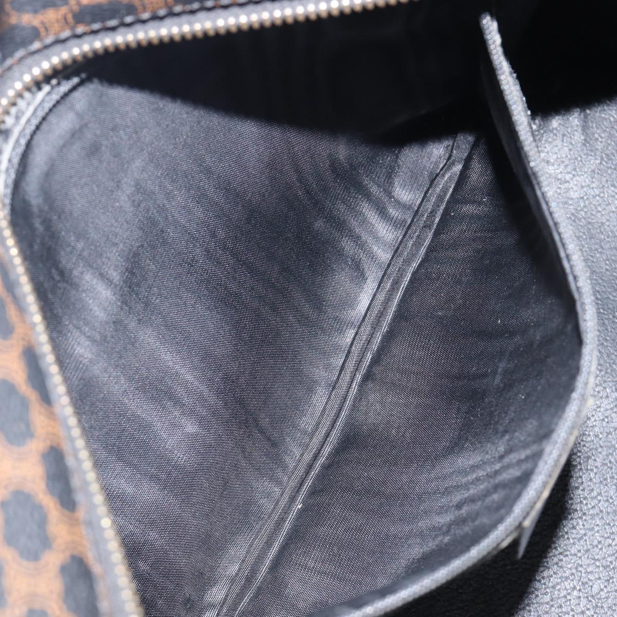 CELINE Macadam Hand Bag PVC Leather Black Gold Tone Auth 201208