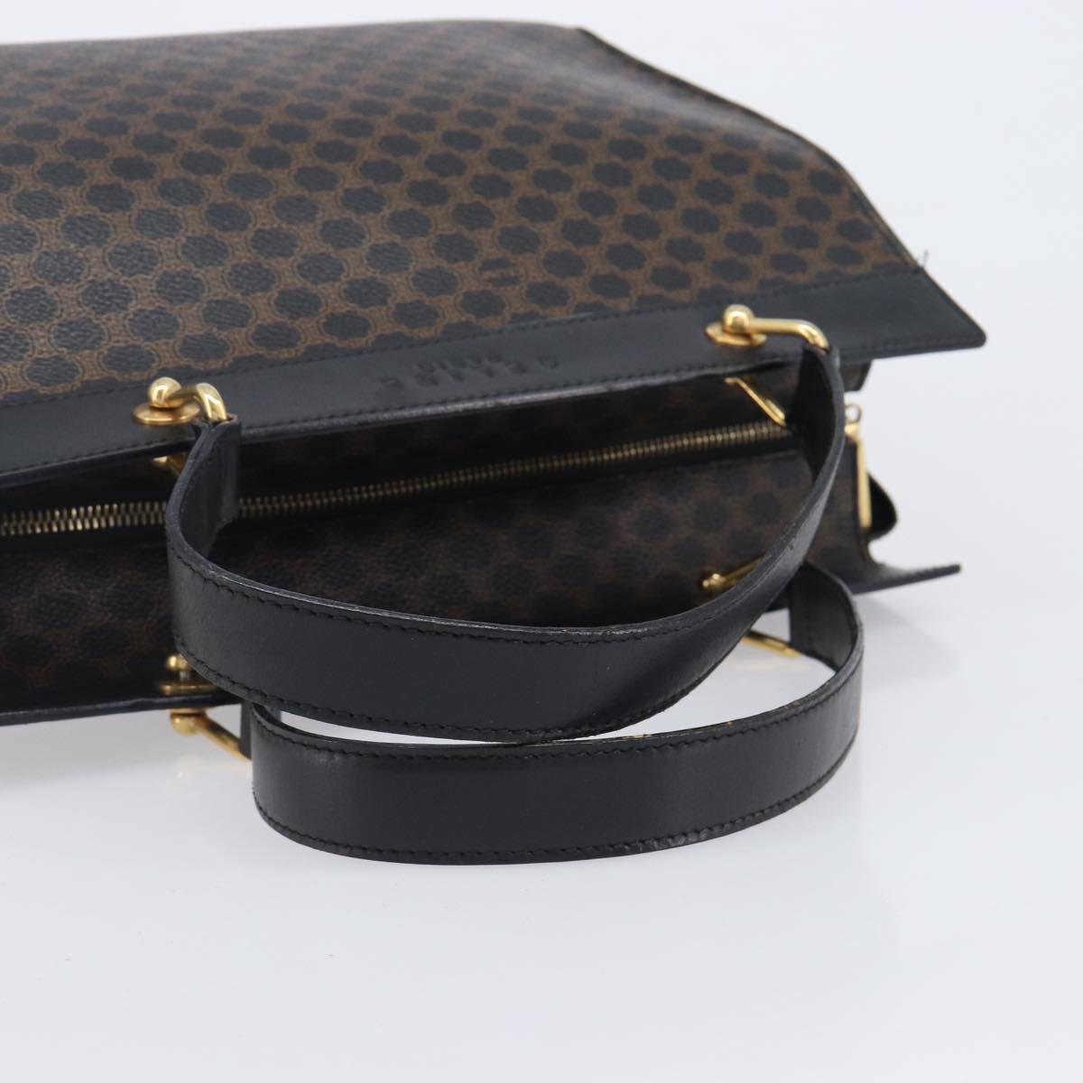 CELINE Macadam Hand Bag PVC Leather Black Gold Tone Auth 201208