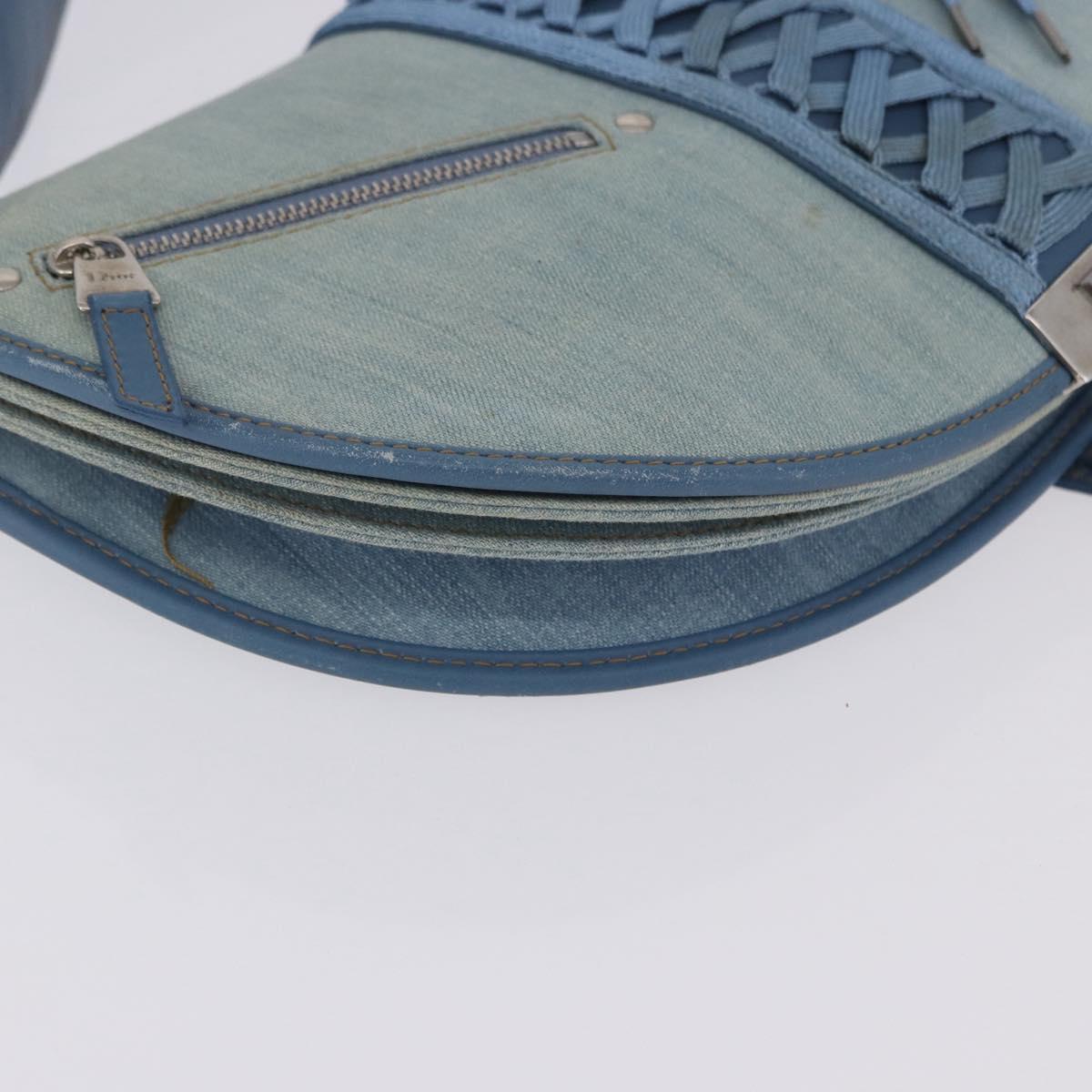 Christian Dior Admit It Shoulder Bag Denim Light Blue Silver Auth 201218V