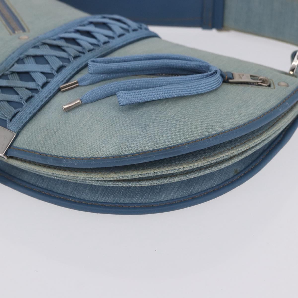 Christian Dior Admit It Shoulder Bag Denim Light Blue Silver Auth 201218V