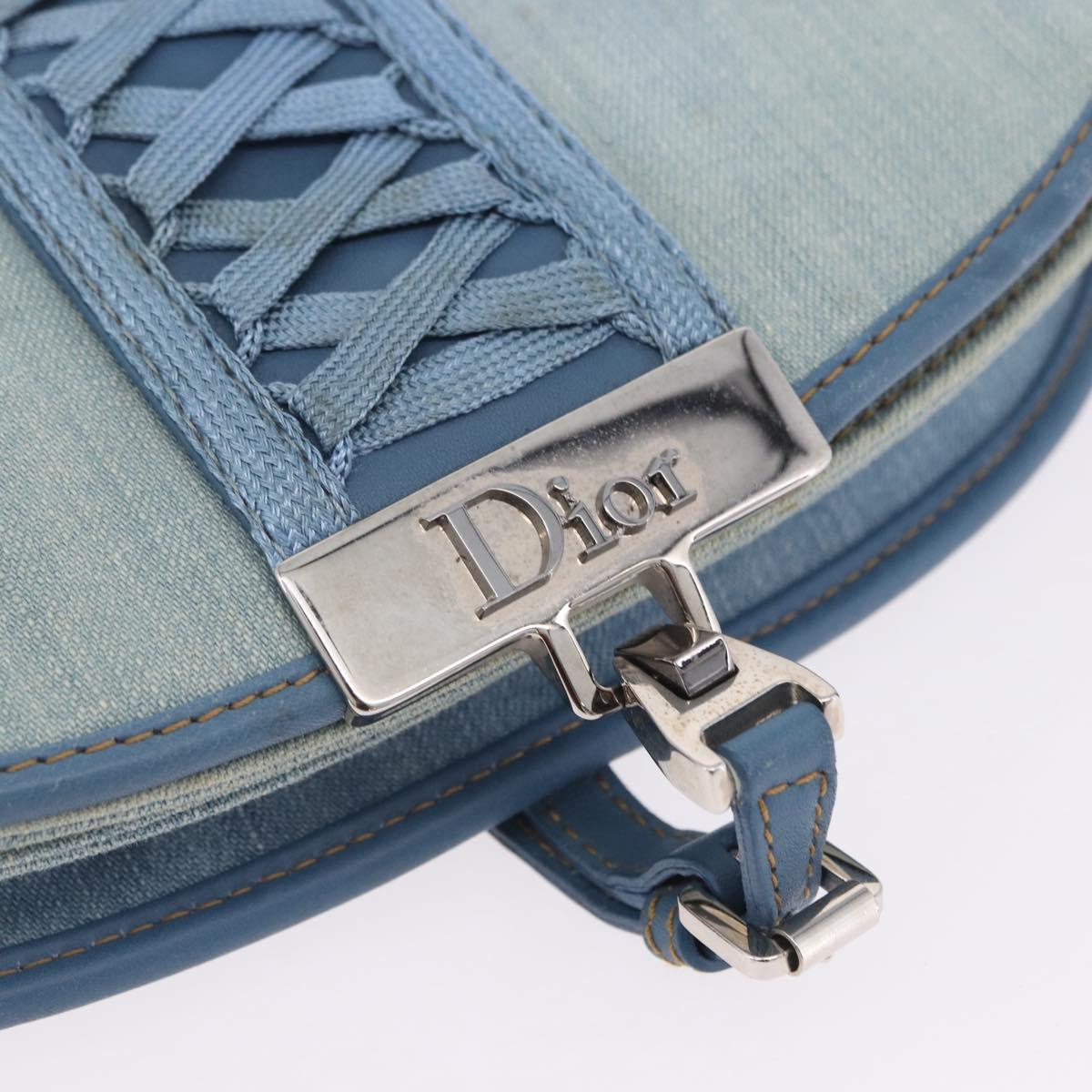 Christian Dior Admit It Shoulder Bag Denim Light Blue Silver Auth 201218V