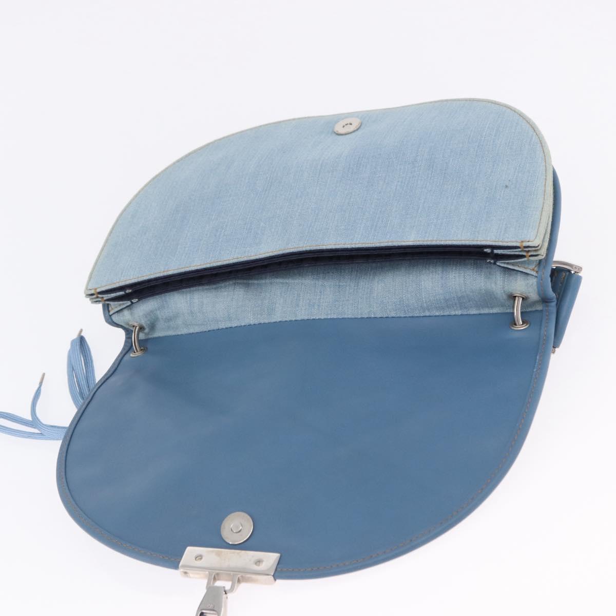 Christian Dior Admit It Shoulder Bag Denim Light Blue Silver Auth 201218V