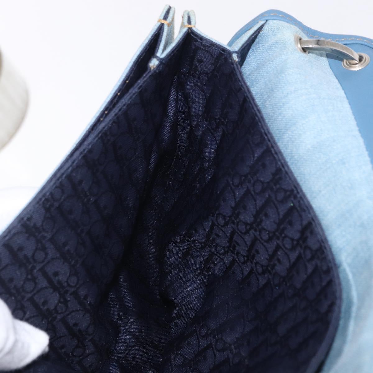 Christian Dior Admit It Shoulder Bag Denim Light Blue Silver Auth 201218V