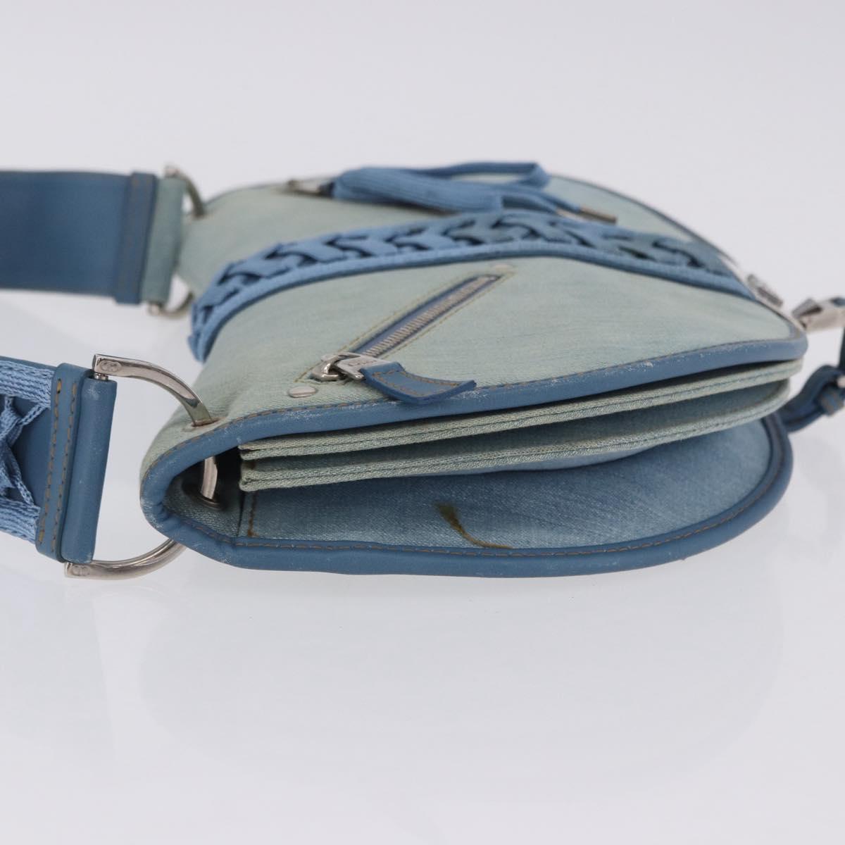 Christian Dior Admit It Shoulder Bag Denim Light Blue Silver Auth 201218V