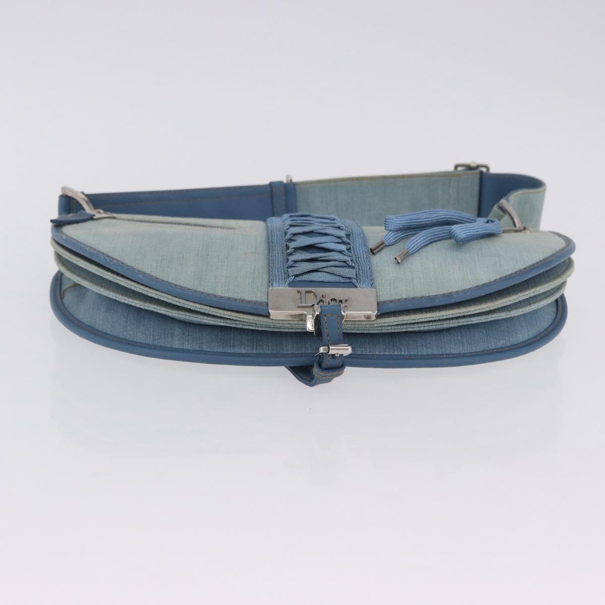 Christian Dior Admit It Shoulder Bag Denim Light Blue Silver Auth 201218V