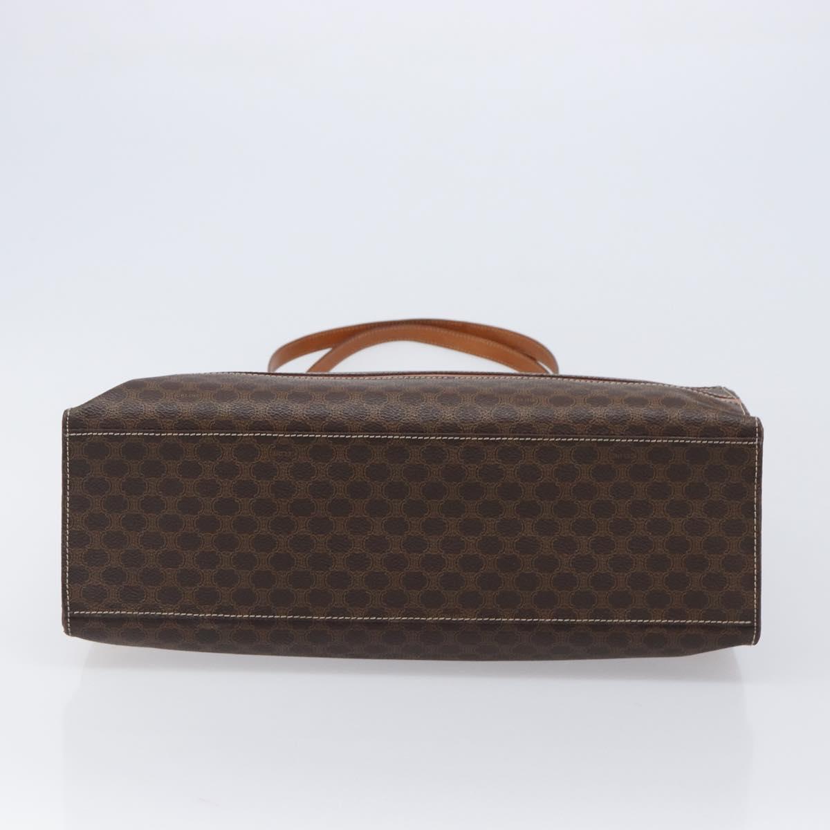 CELINE Macadam Tote Bag PVC Leather Brown Gold Tone Auth 201219
