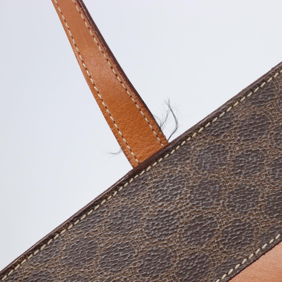 CELINE Macadam Tote Bag PVC Leather Brown Gold Tone Auth 201219