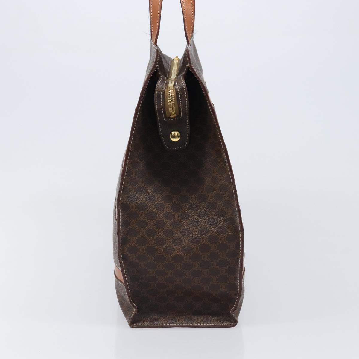 CELINE Macadam Tote Bag PVC Leather Brown Gold Tone Auth 201219
