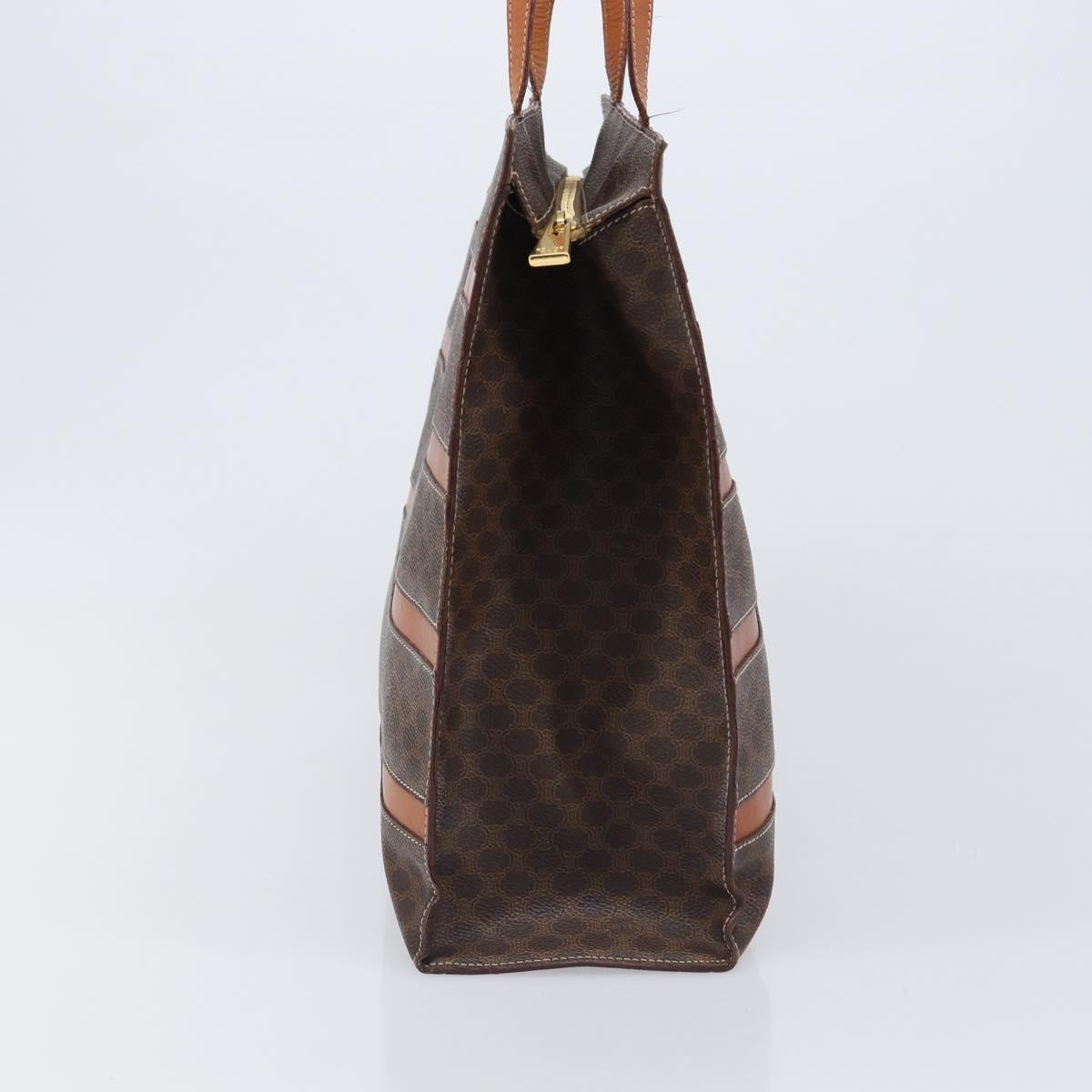 CELINE Macadam Tote Bag PVC Leather Brown Gold Tone Auth 201219