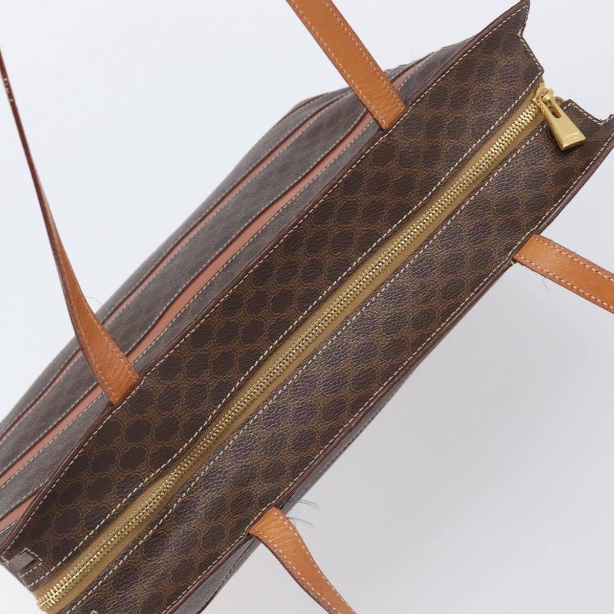 CELINE Macadam Tote Bag PVC Leather Brown Gold Tone Auth 201219