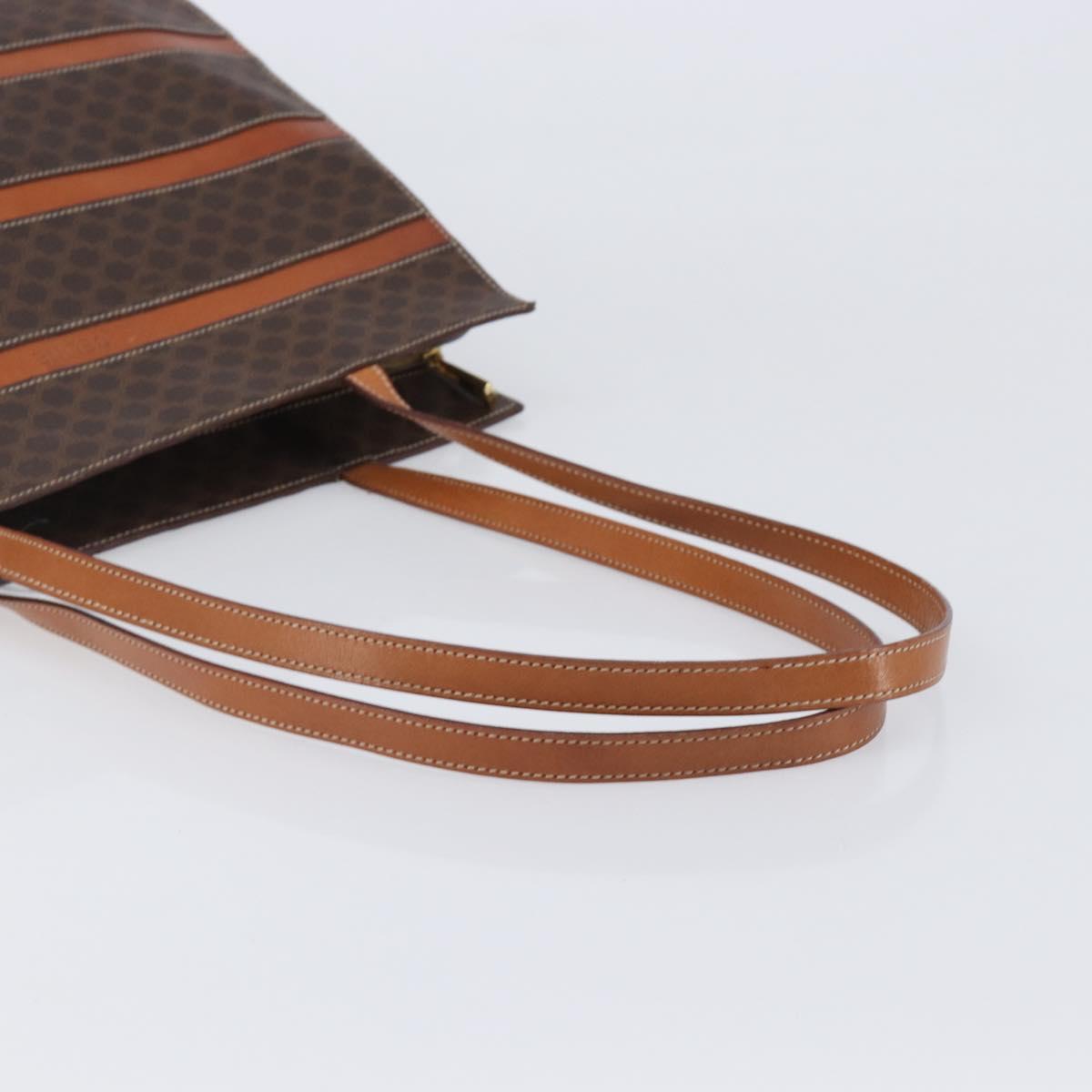 CELINE Macadam Tote Bag PVC Leather Brown Gold Tone Auth 201219