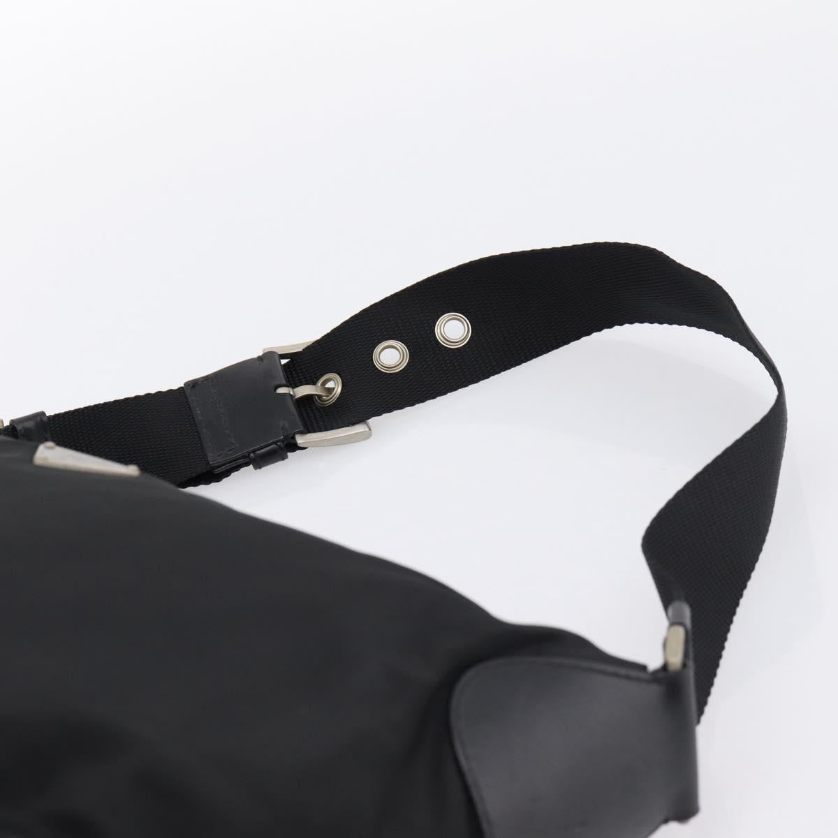 PRADA Shoulder Bag Nylon Black Silver Auth 201223A