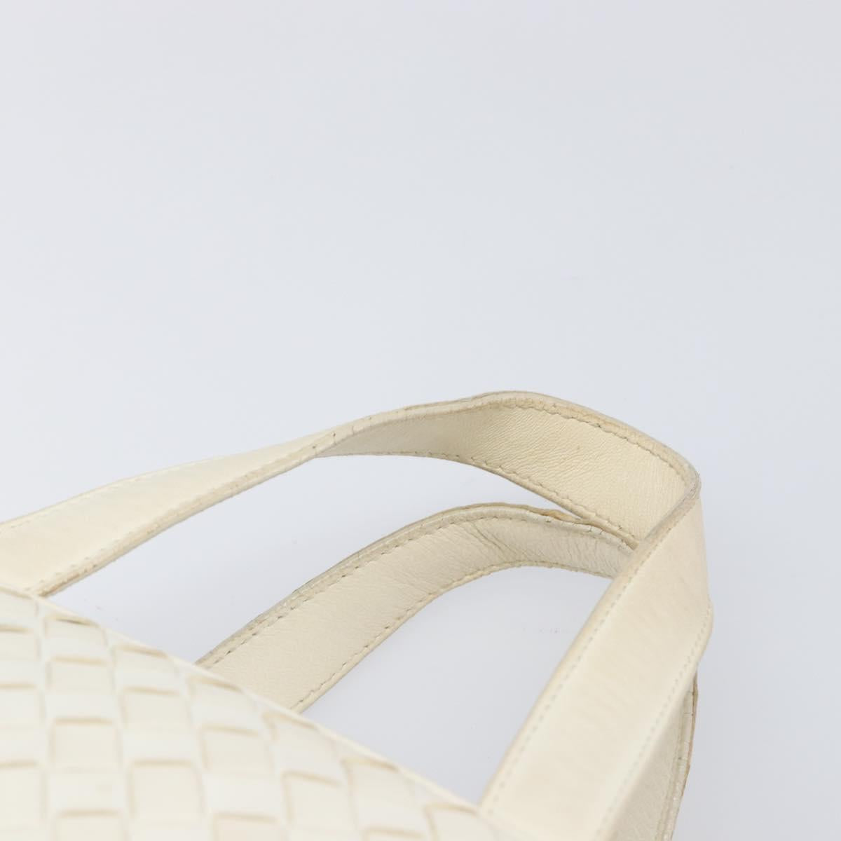 BOTTEGA VENETA INTRECCIATO Hand Bag Leather White Gold Tone 147740 Auth 201228