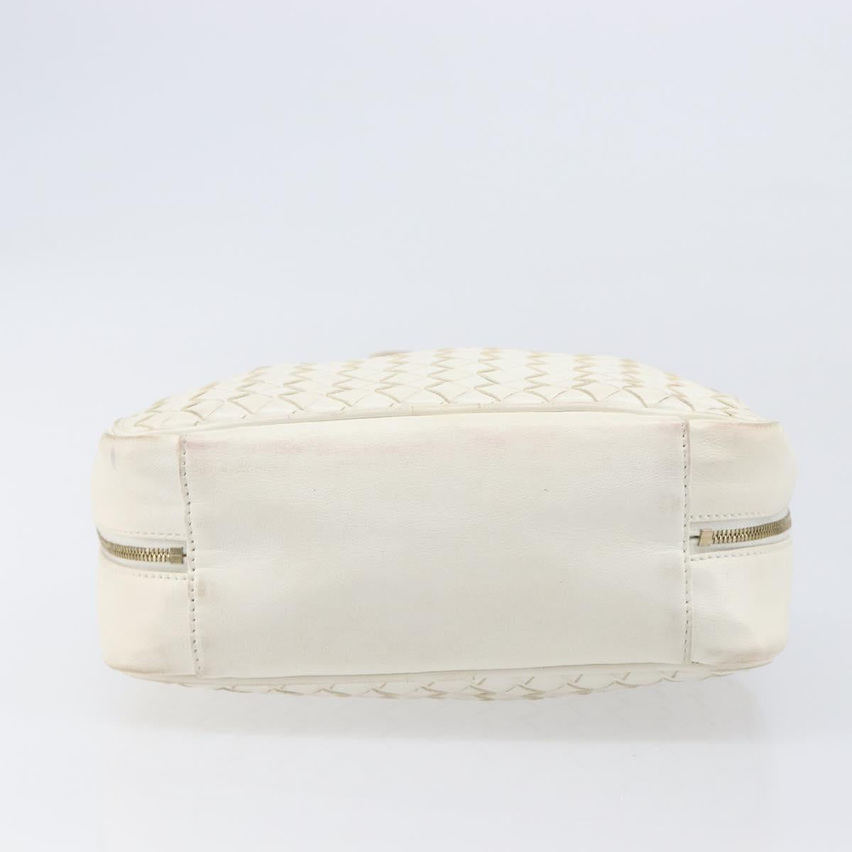 BOTTEGA VENETA INTRECCIATO Hand Bag Leather White Gold Tone 147740 Auth 201228
