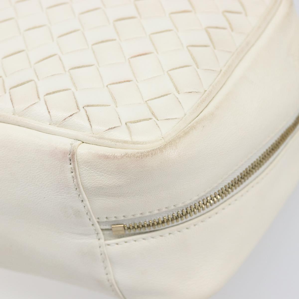 BOTTEGA VENETA INTRECCIATO Hand Bag Leather White Gold Tone 147740 Auth 201228