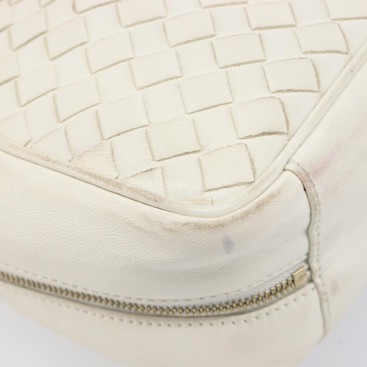 BOTTEGA VENETA INTRECCIATO Hand Bag Leather White Gold Tone 147740 Auth 201228