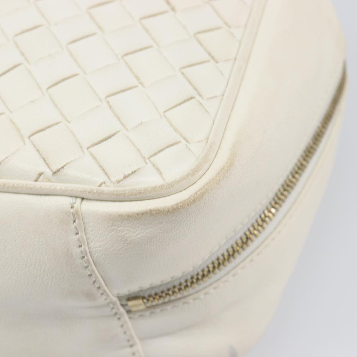 BOTTEGA VENETA INTRECCIATO Hand Bag Leather White Gold Tone 147740 Auth 201228