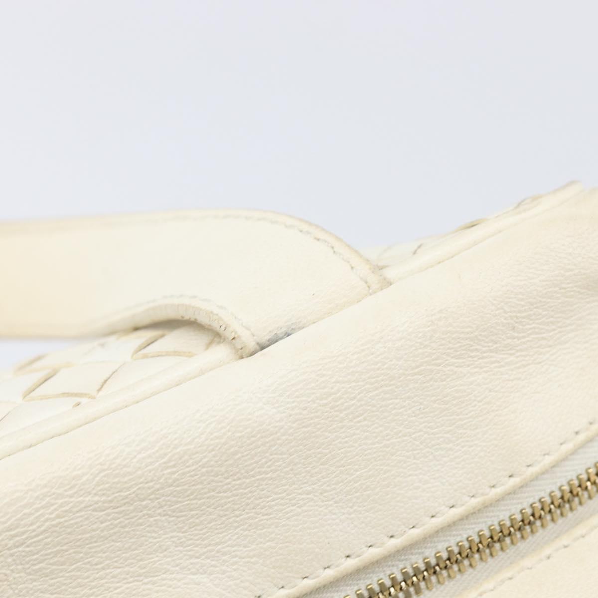 BOTTEGA VENETA INTRECCIATO Hand Bag Leather White Gold Tone 147740 Auth 201228