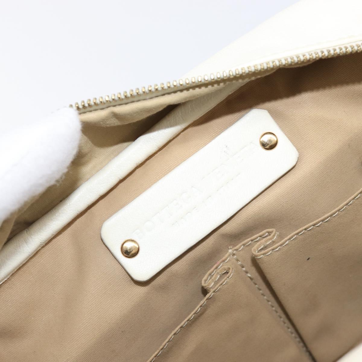 BOTTEGA VENETA INTRECCIATO Hand Bag Leather White Gold Tone 147740 Auth 201228