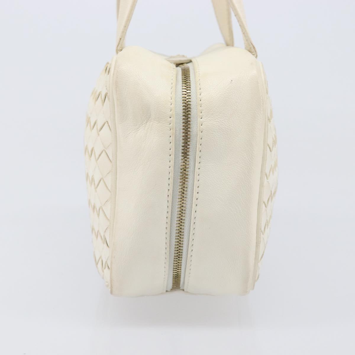 BOTTEGA VENETA INTRECCIATO Hand Bag Leather White Gold Tone 147740 Auth 201228