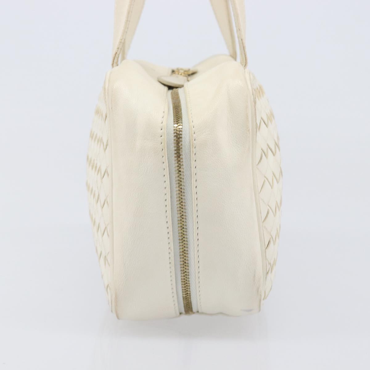 BOTTEGA VENETA INTRECCIATO Hand Bag Leather White Gold Tone 147740 Auth 201228