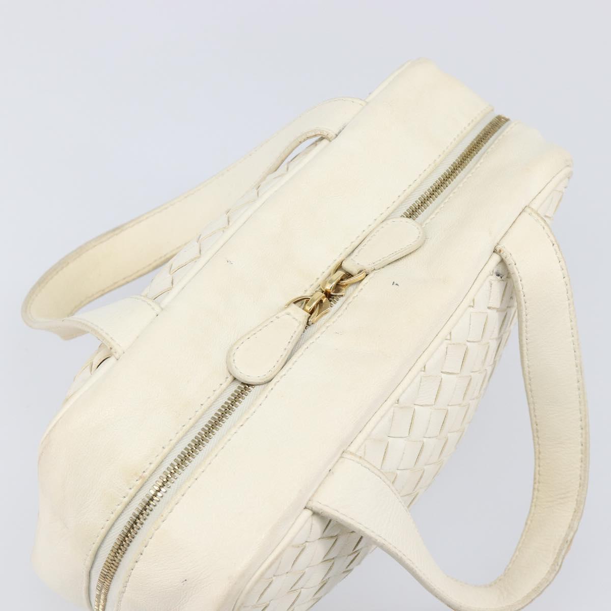 BOTTEGA VENETA INTRECCIATO Hand Bag Leather White Gold Tone 147740 Auth 201228