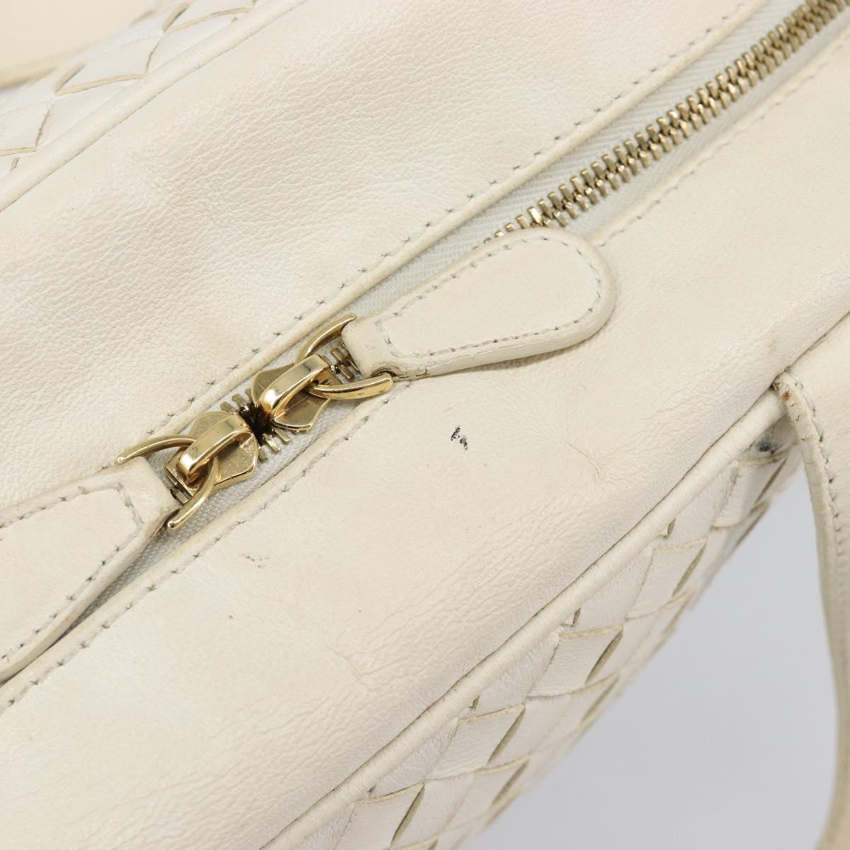 BOTTEGA VENETA INTRECCIATO Hand Bag Leather White Gold Tone 147740 Auth 201228