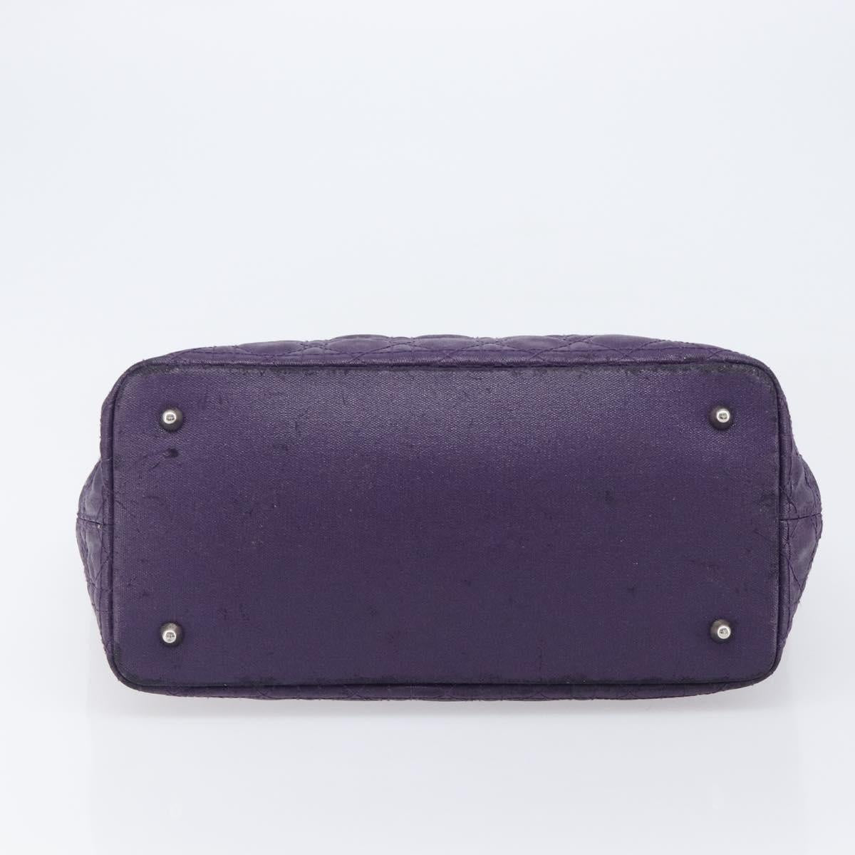 Christian Dior Canage Tote Bag Canvas Purple Silver Auth 201229