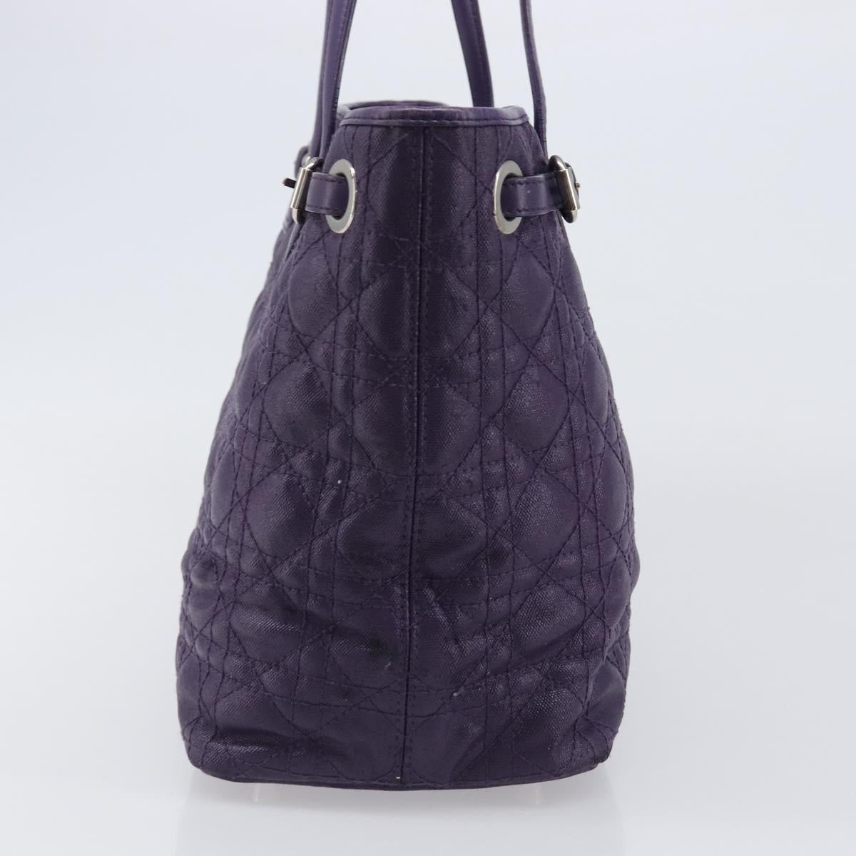Christian Dior Canage Tote Bag Canvas Purple Silver Auth 201229