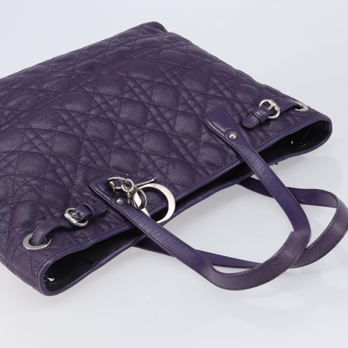 Christian Dior Canage Tote Bag Canvas Purple Silver Auth 201229