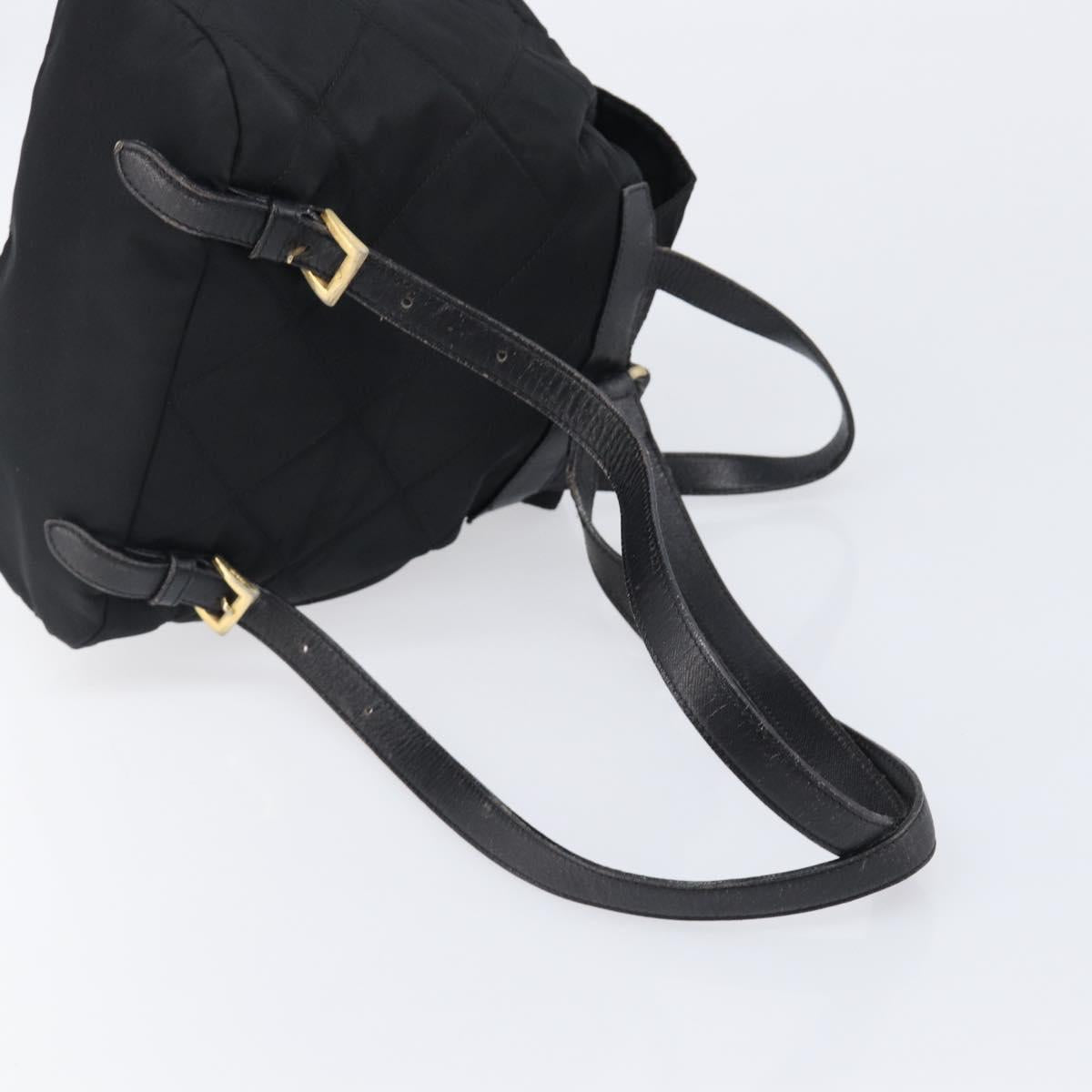 PRADA Backpack Nylon Black Gold Tone Auth 201231