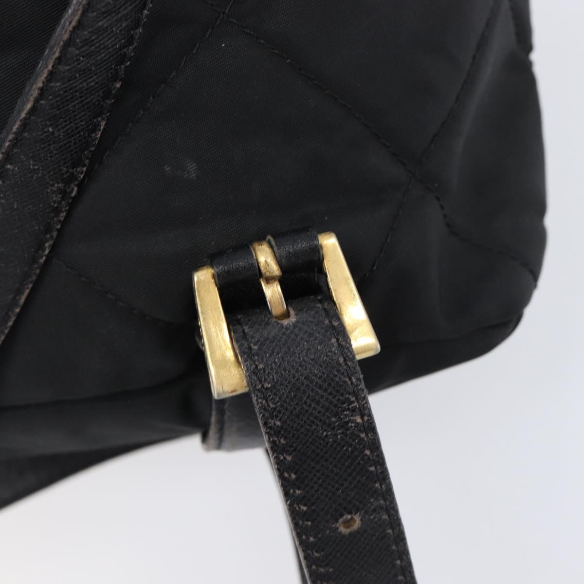 PRADA Backpack Nylon Black Gold Tone Auth 201231