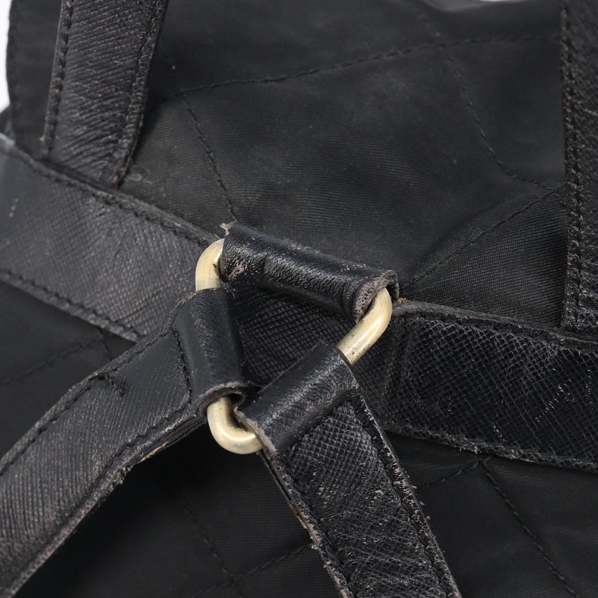 PRADA Backpack Nylon Black Gold Tone Auth 201231