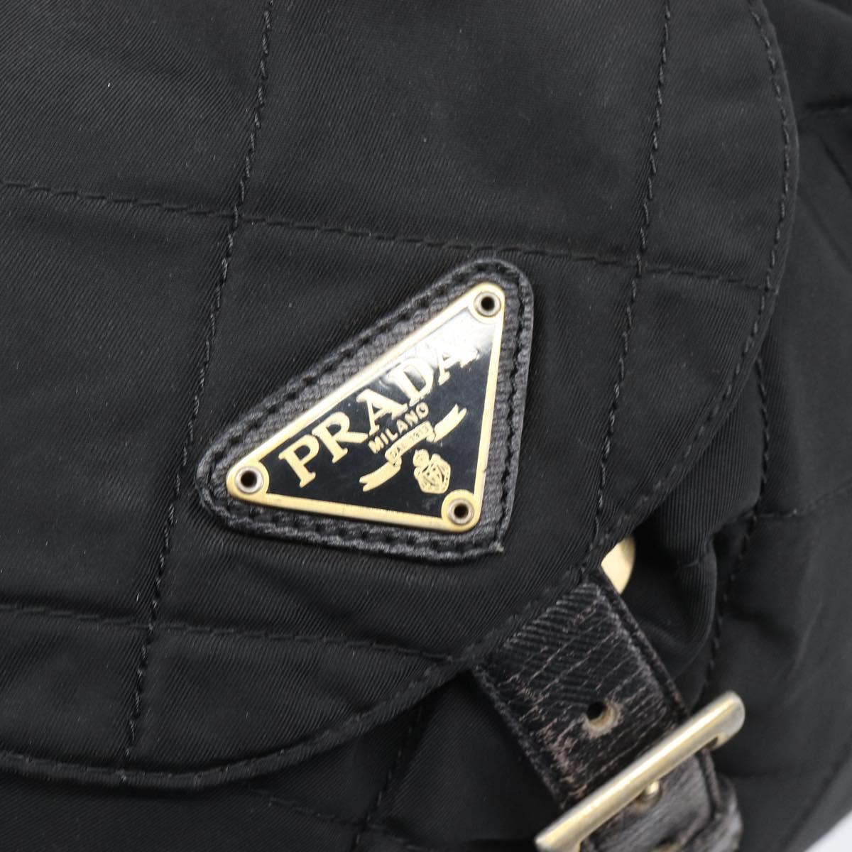 PRADA Backpack Nylon Black Gold Tone Auth 201231