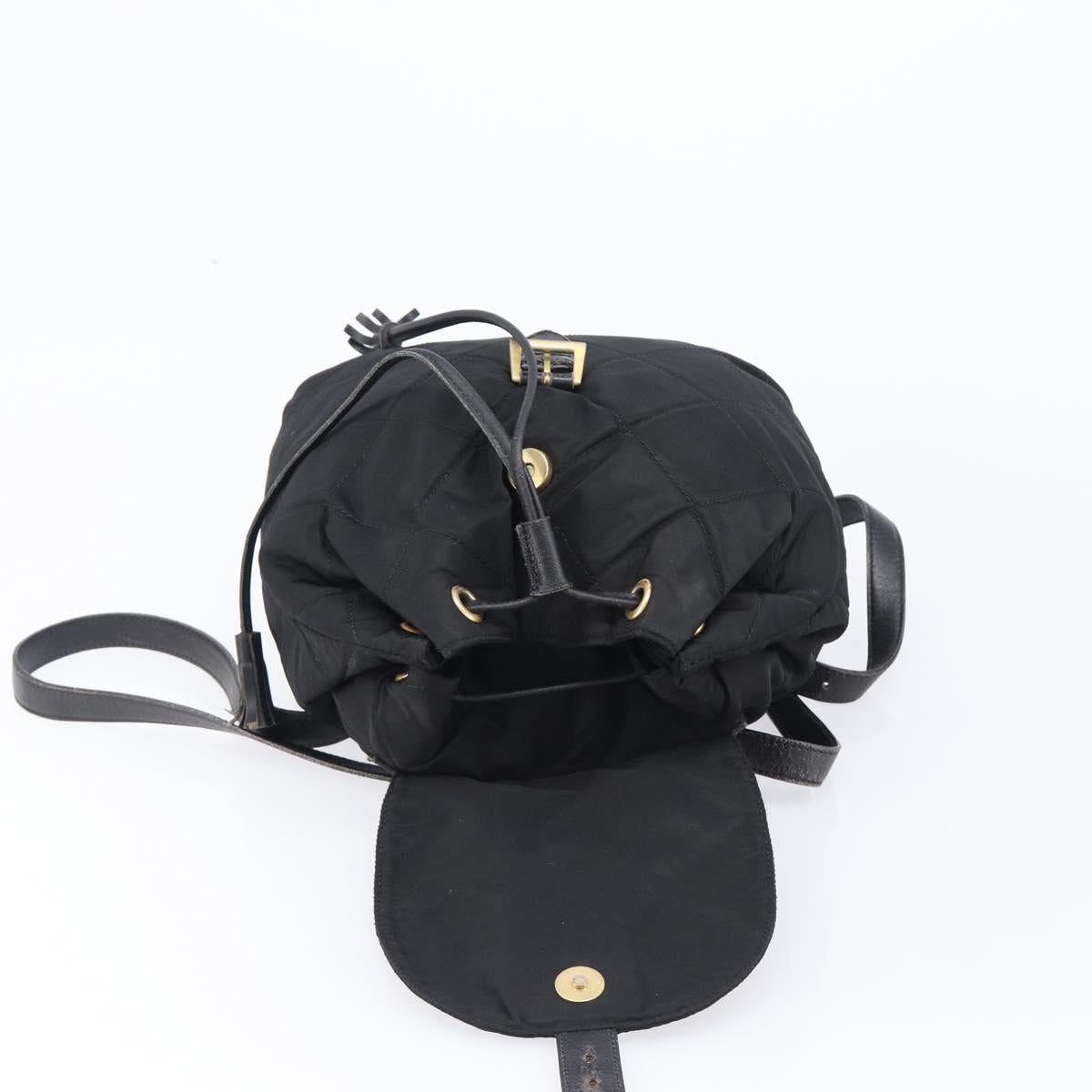 PRADA Backpack Nylon Black Gold Tone Auth 201231
