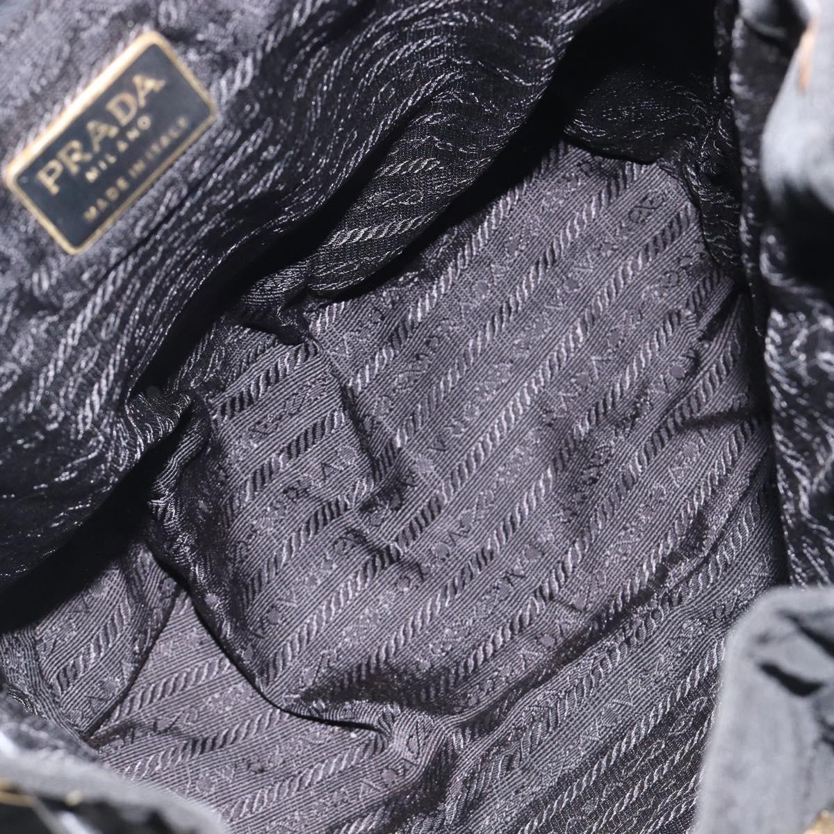 PRADA Backpack Nylon Black Gold Tone Auth 201231
