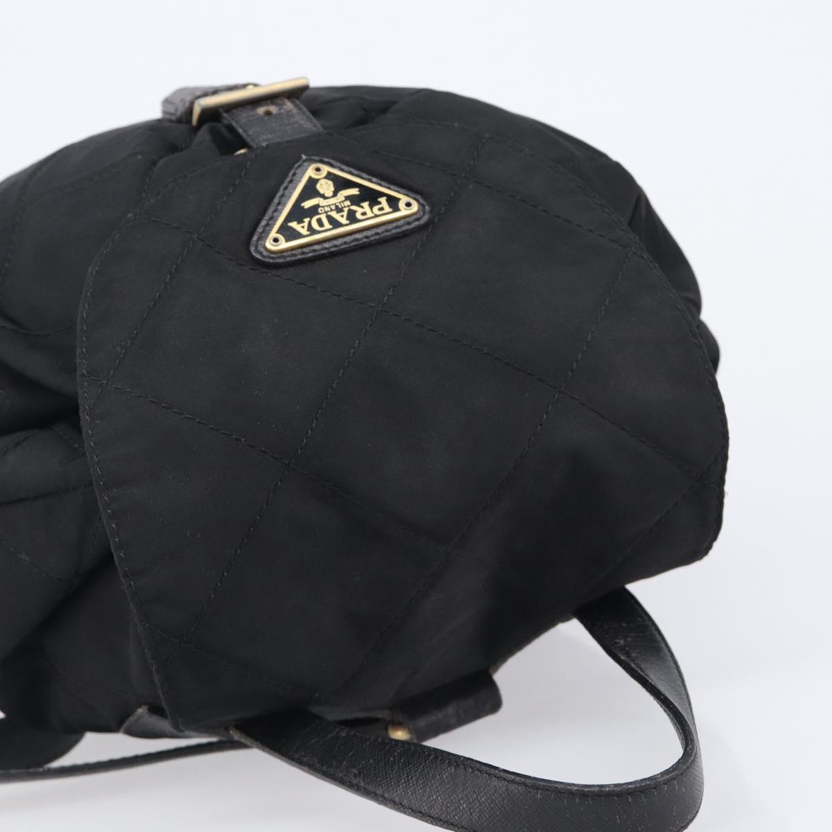 PRADA Backpack Nylon Black Gold Tone Auth 201231