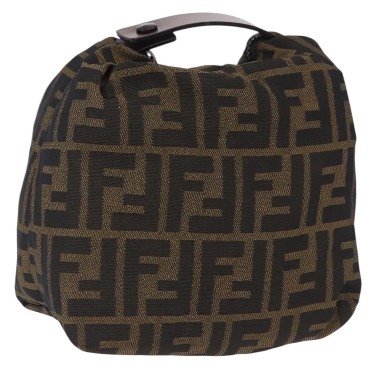 FENDI Zucca Canvas Pouch Black Silver Auth 201233