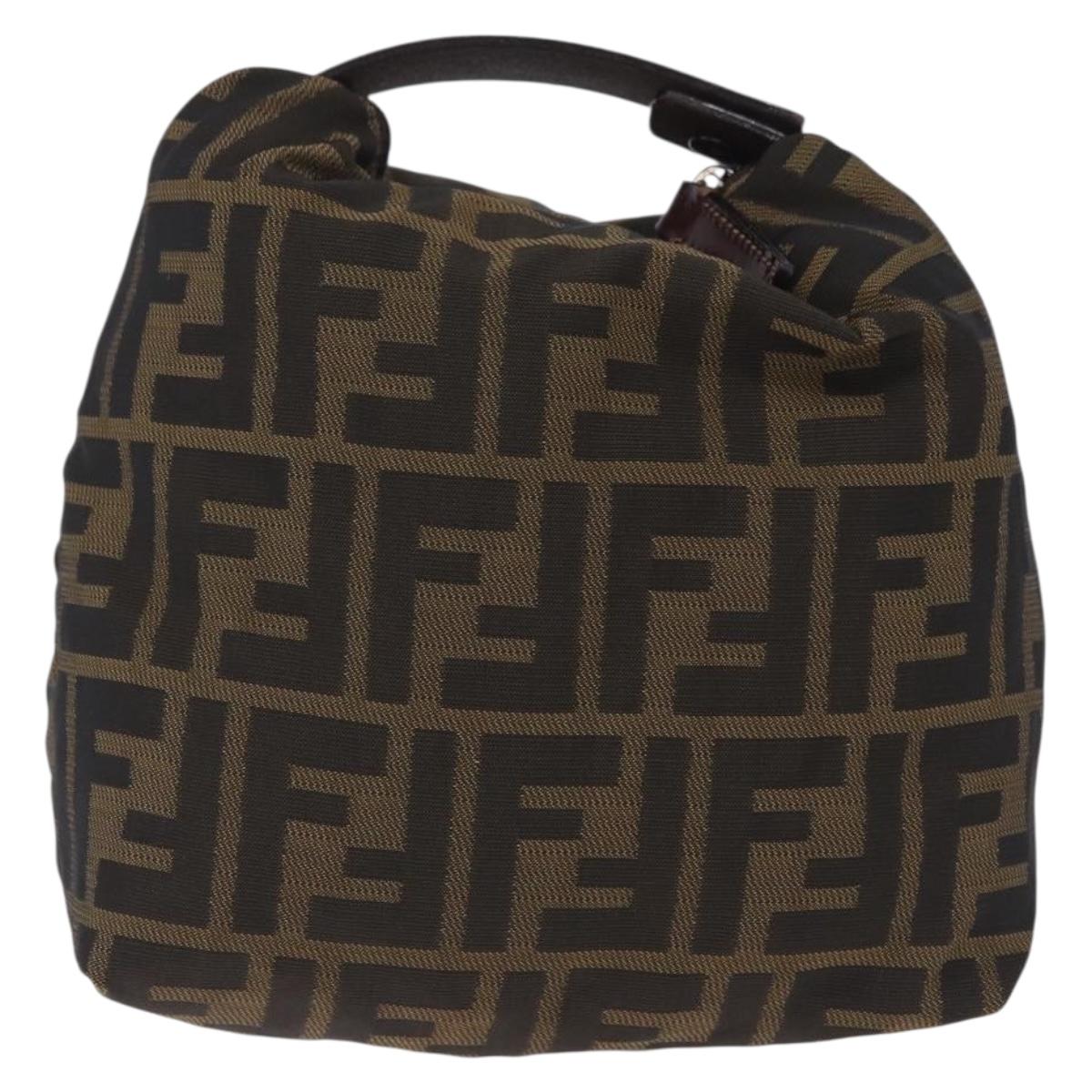 FENDI Zucca Canvas Pouch Black Silver Auth 201233