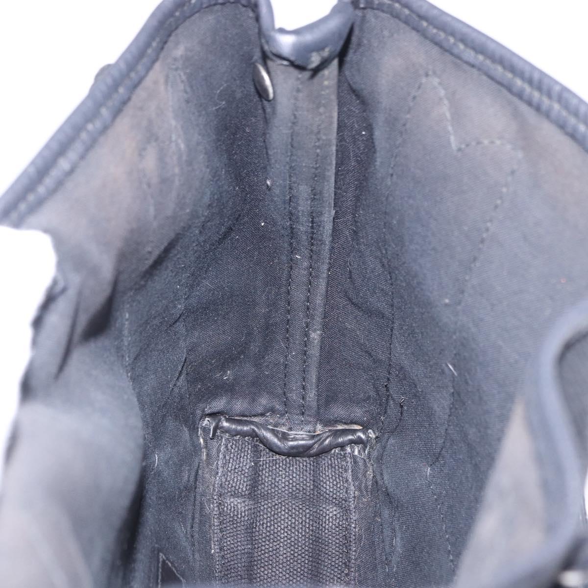 BALENCIAGA Navy Cabas XS Hand Bag Canvas Black Silver 390346 Auth 201237A