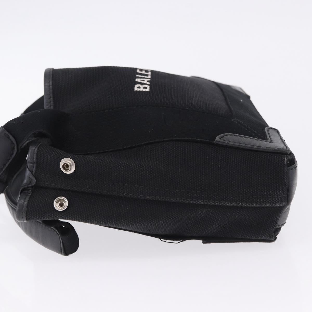 BALENCIAGA Navy Cabas XS Hand Bag Canvas Black Silver 390346 Auth 201237A