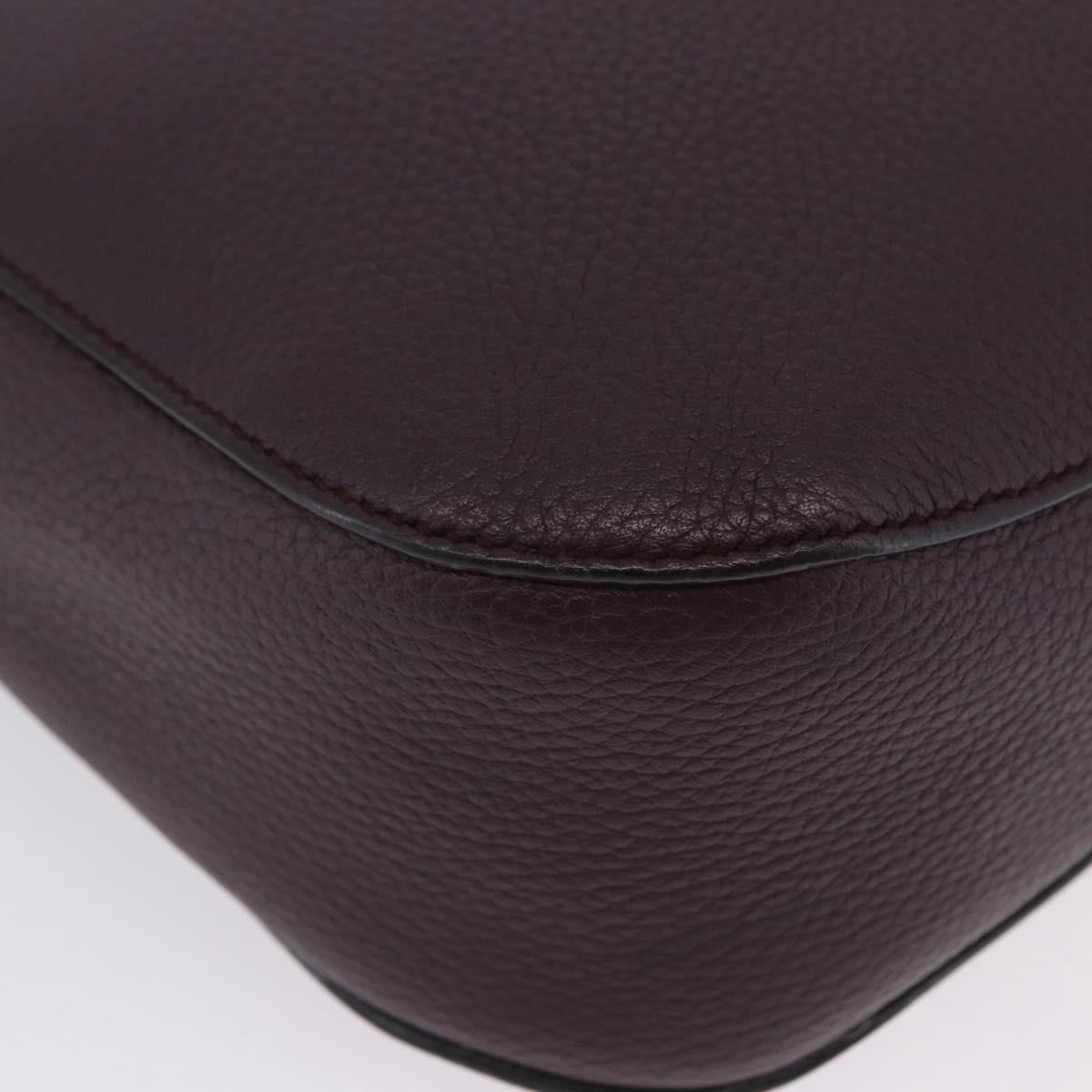 BALLY Shoulder Bag Leather Bordeaux Silver Auth 201238