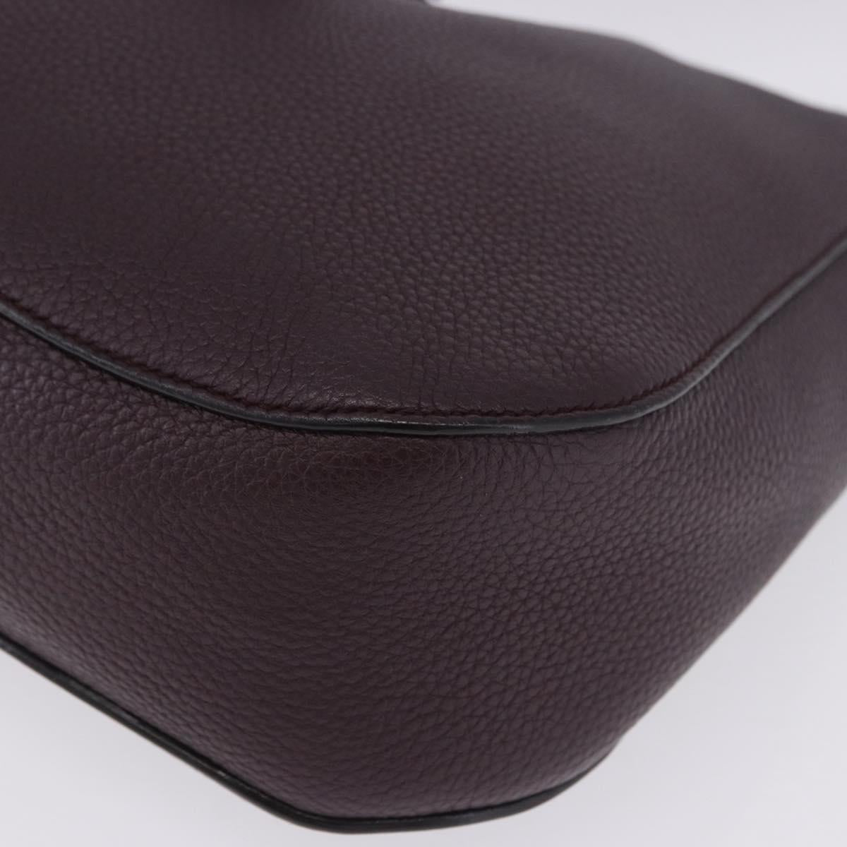 BALLY Shoulder Bag Leather Bordeaux Silver Auth 201238