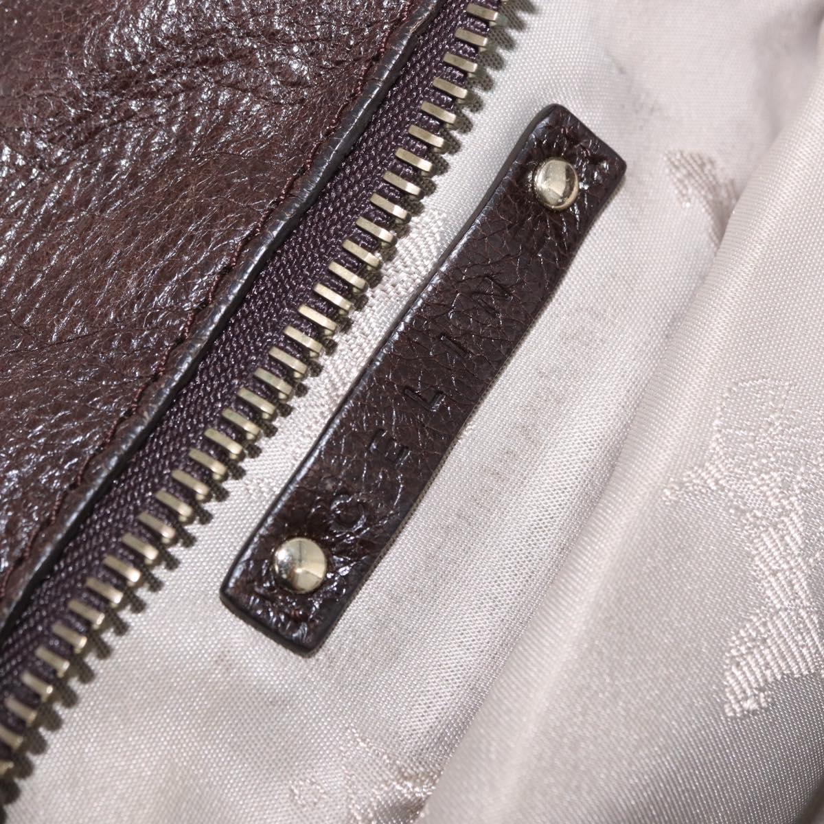 CELINE Shoulder Bag Leather Brown Gold Tone Auth 201239A