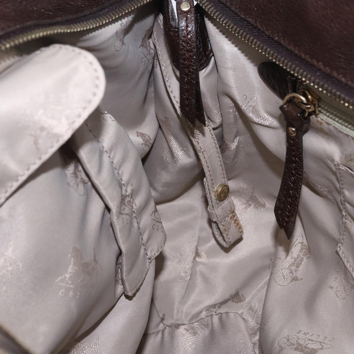 CELINE Shoulder Bag Leather Brown Gold Tone Auth 201239A
