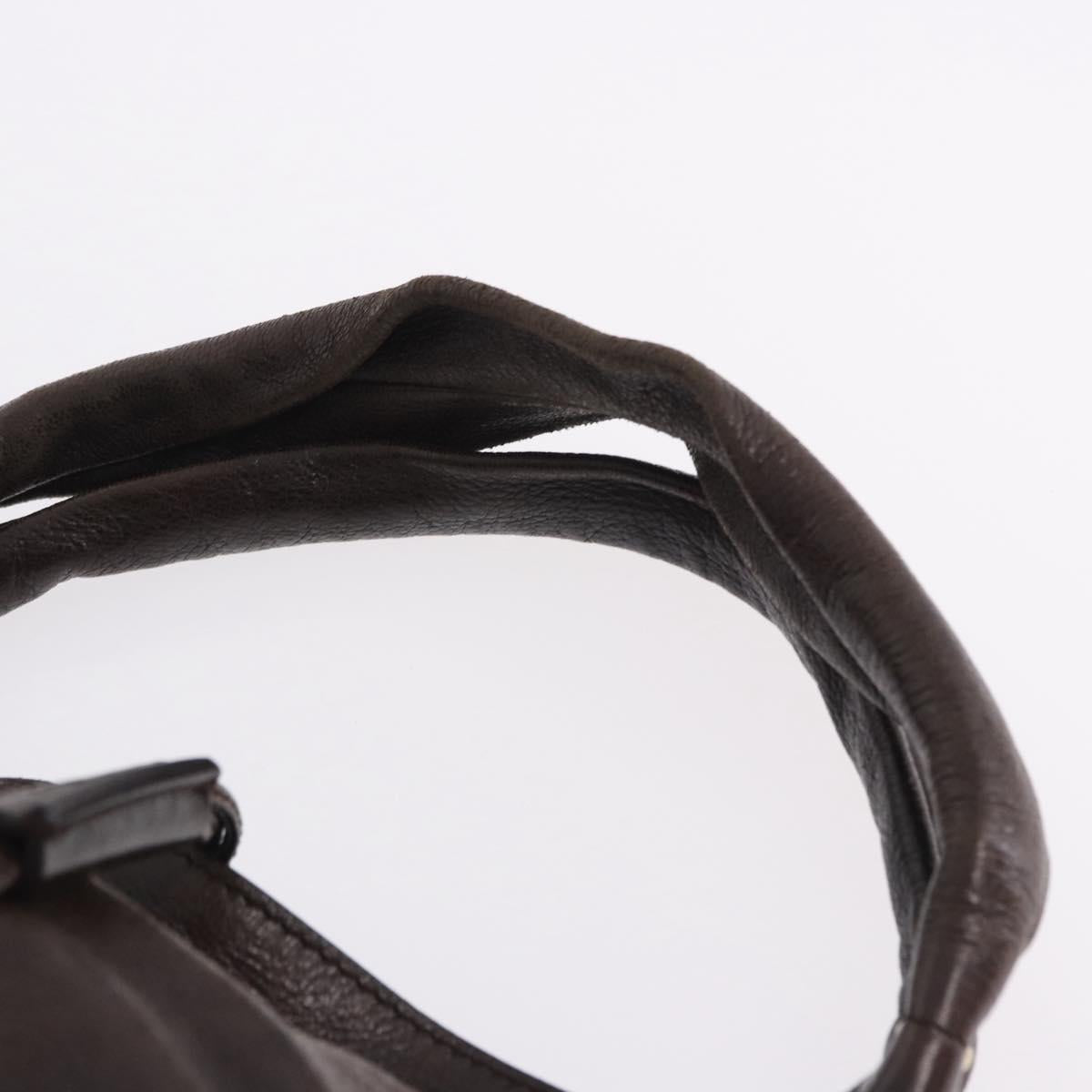 CELINE Shoulder Bag Leather Brown Gold Tone Auth 201239A