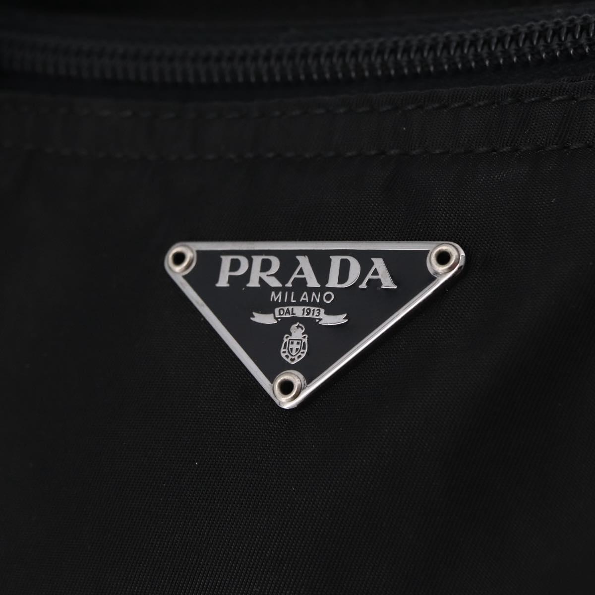 PRADA Tote Bag Nylon Black Silver Auth 201245A