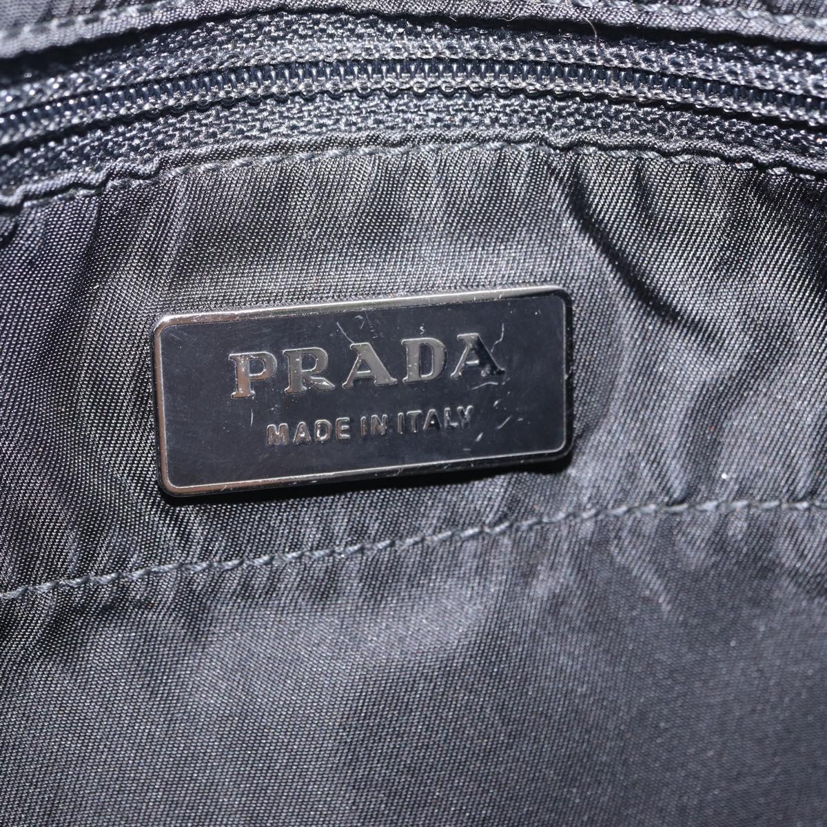 PRADA Tote Bag Nylon Black Silver Auth 201245A